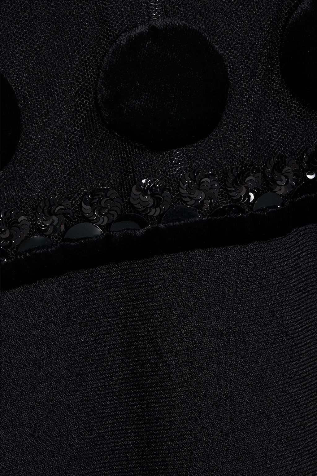 VALENTINO GARAVANI Embellished tulle-paneled knitted mini dress