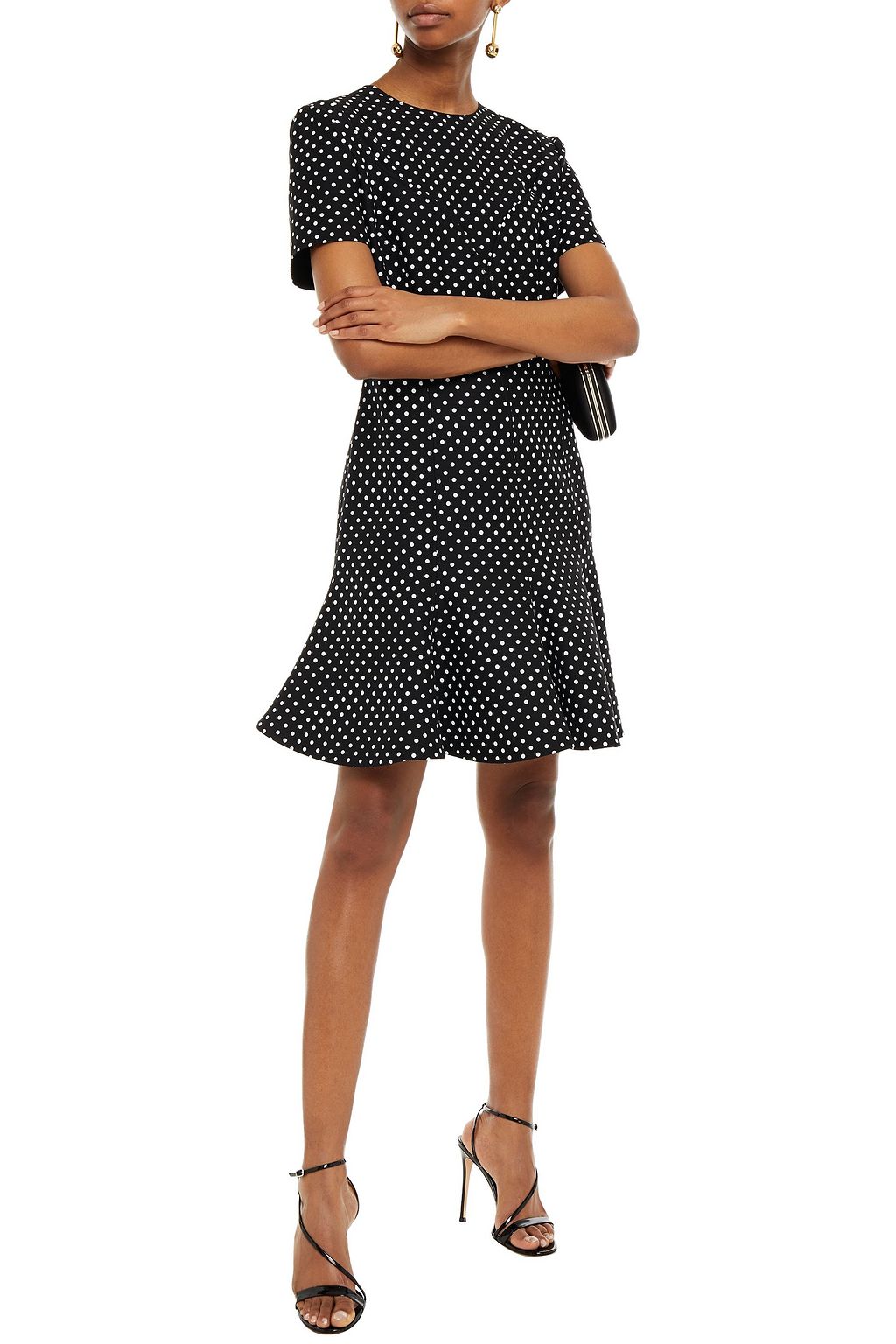 VALENTINO GARAVANI Polka-dot wool and silk-blend crepe mini dress