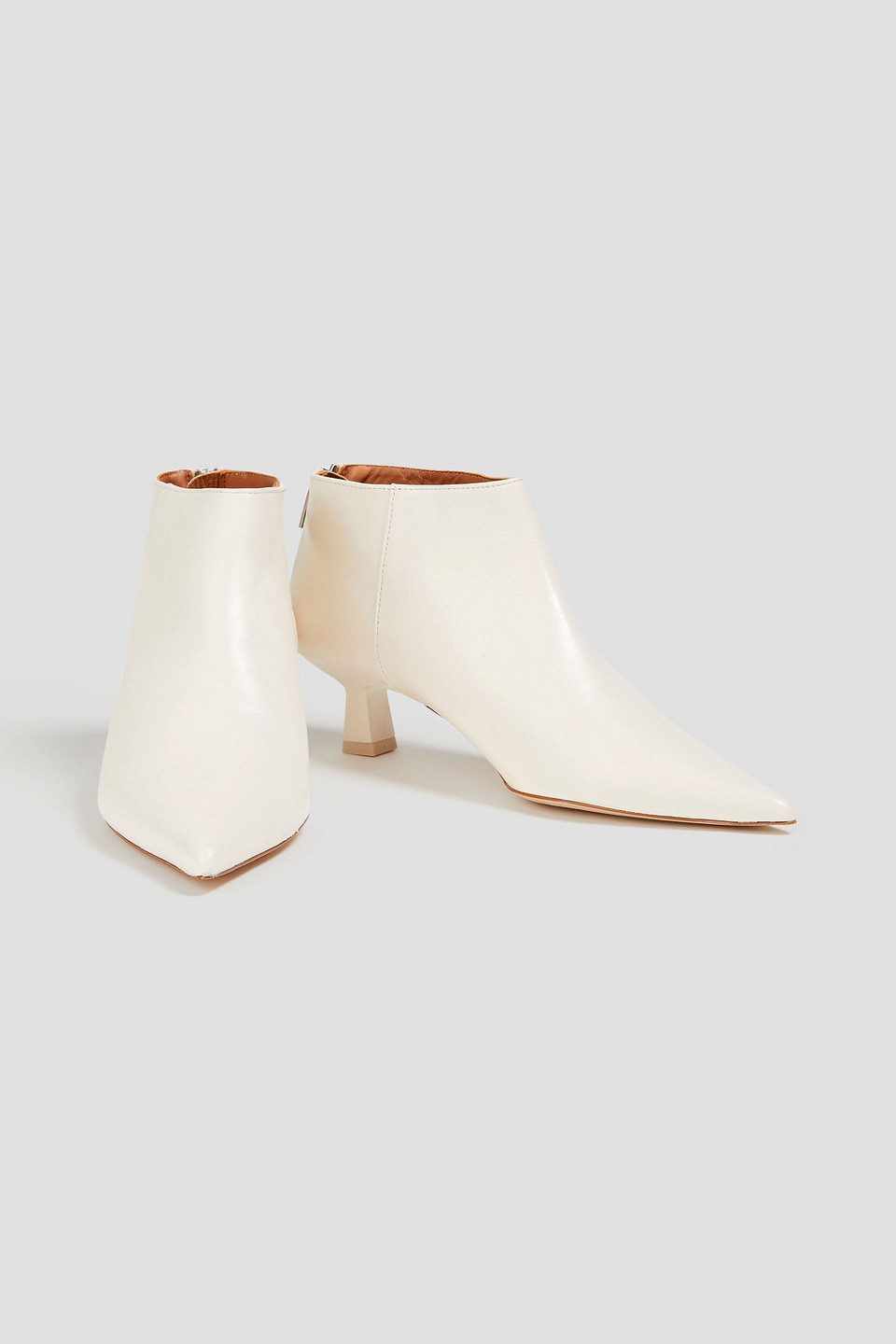 Ganni Woman Ankle Boots Ivory Size 7 Leather In Ivory
