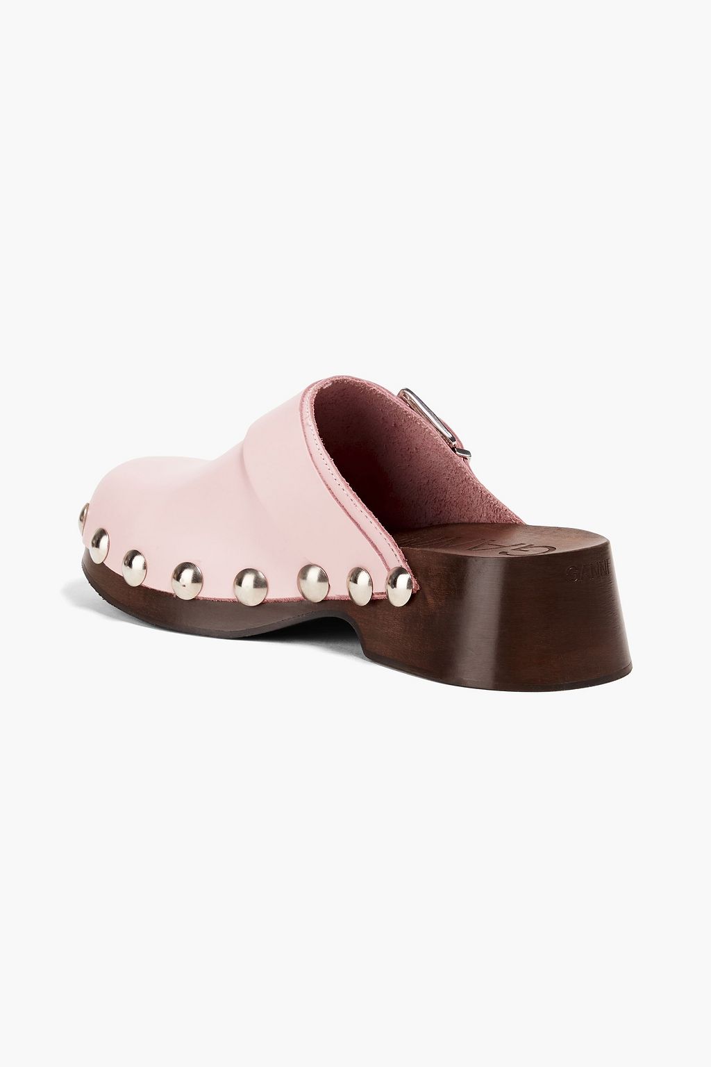 GANNI Buckled leather clogs