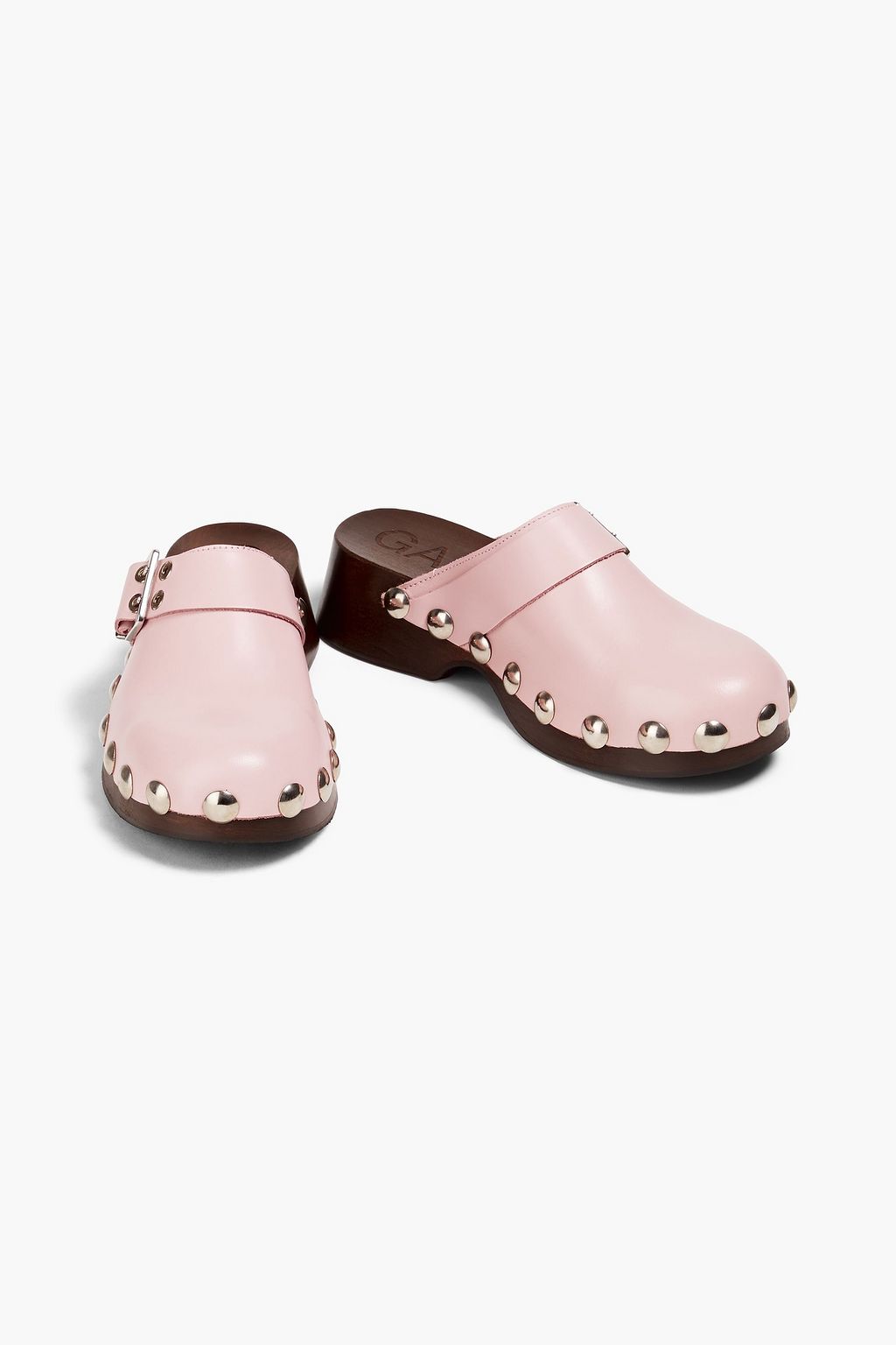 GANNI Buckled leather clogs