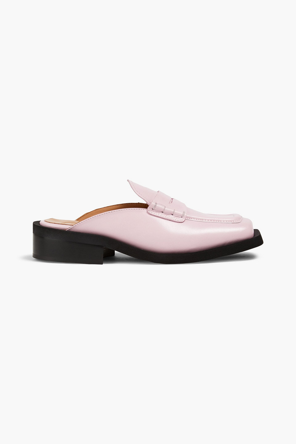 Ganni Leather Mules In Purple