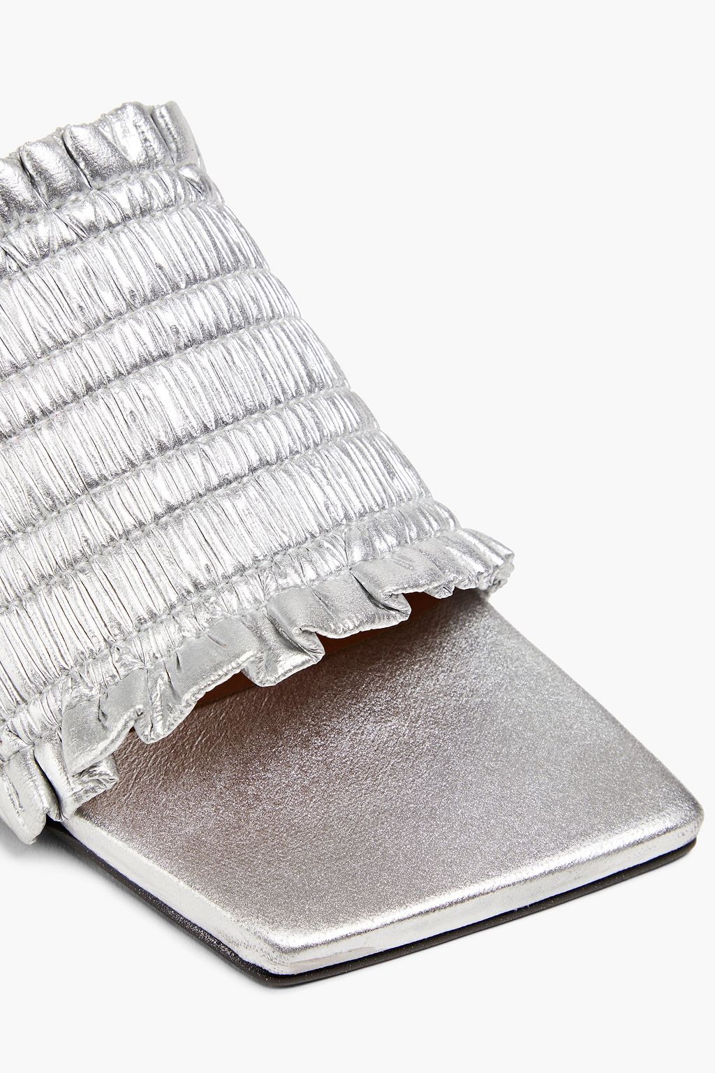 GANNI Shirred metallic mules
