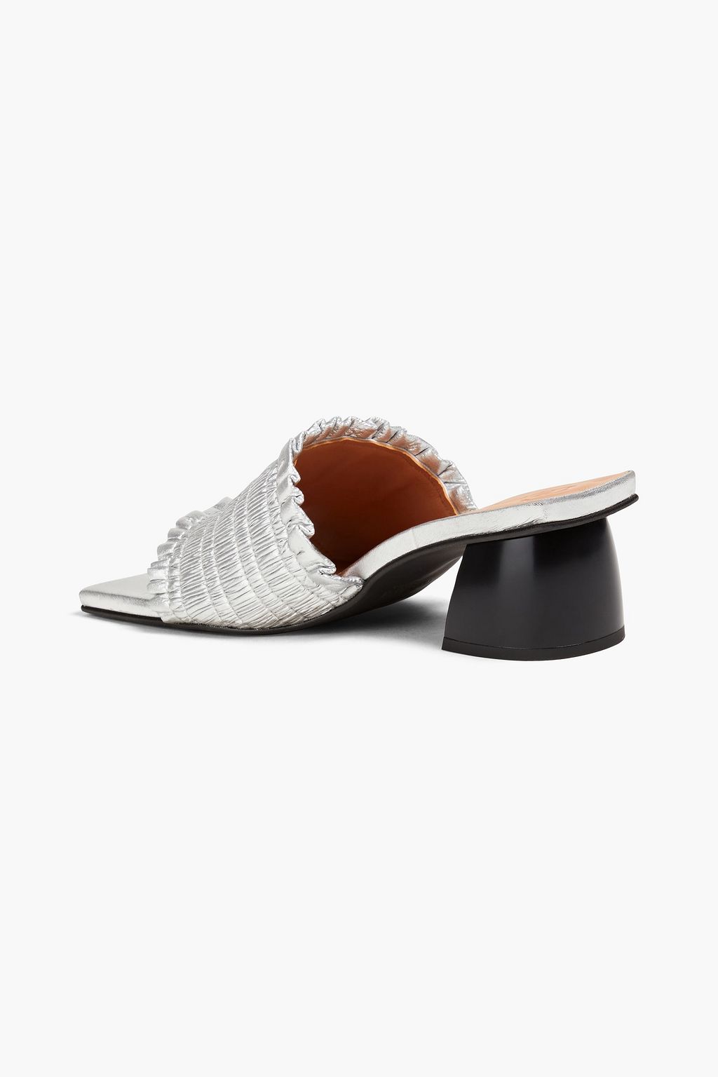 GANNI Shirred metallic mules