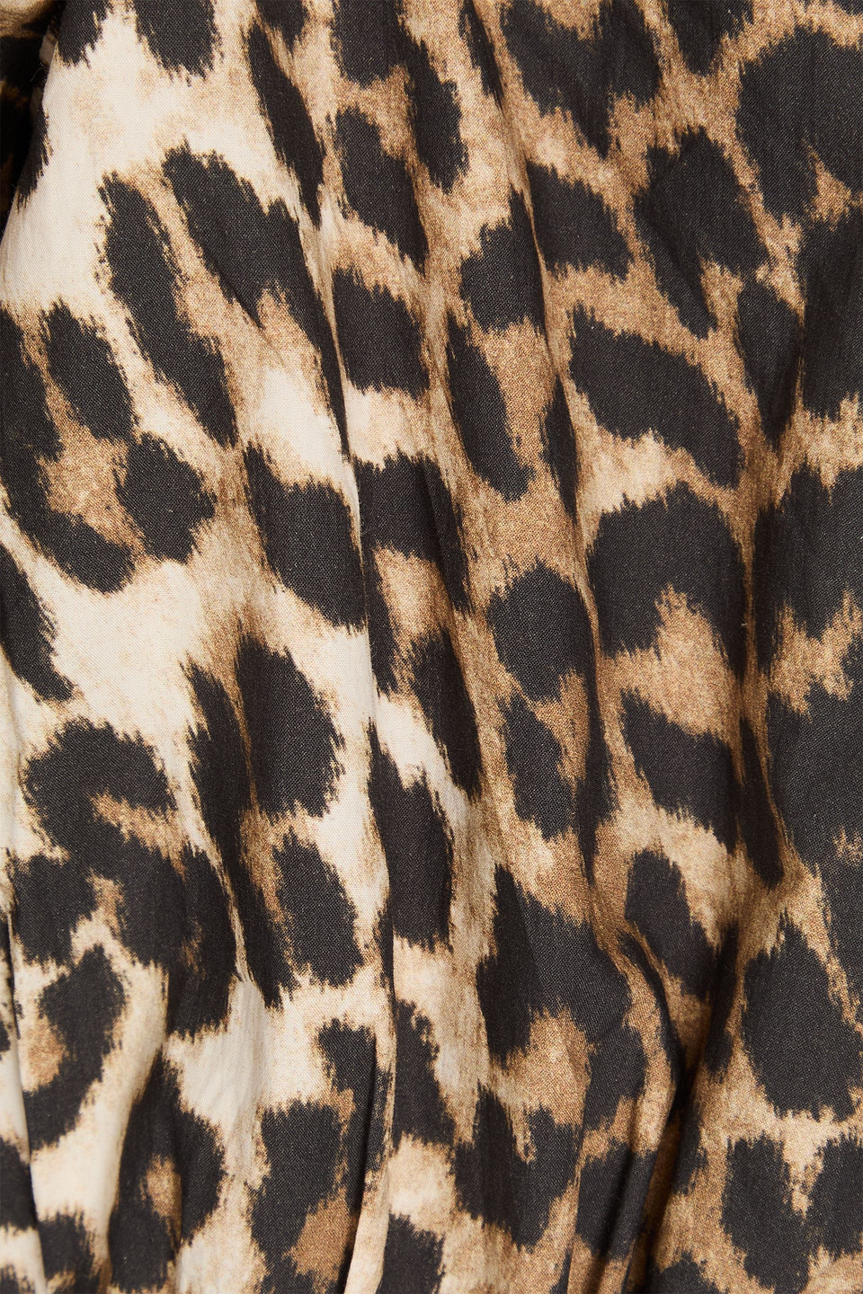 Ganni Leopard-print Puff-sleeve Cropped Blouse In Animal Print