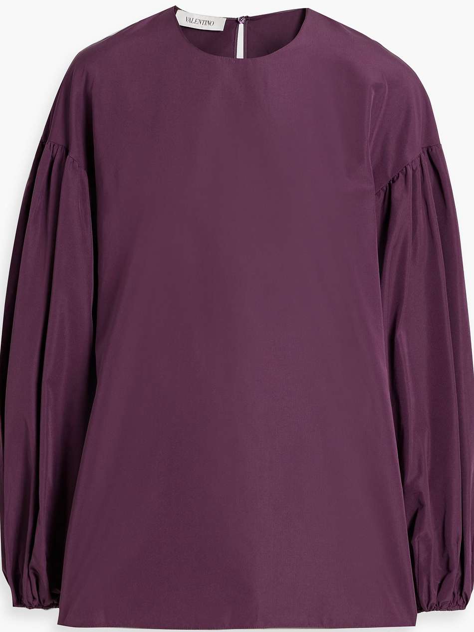 cotton-blend faille blouse