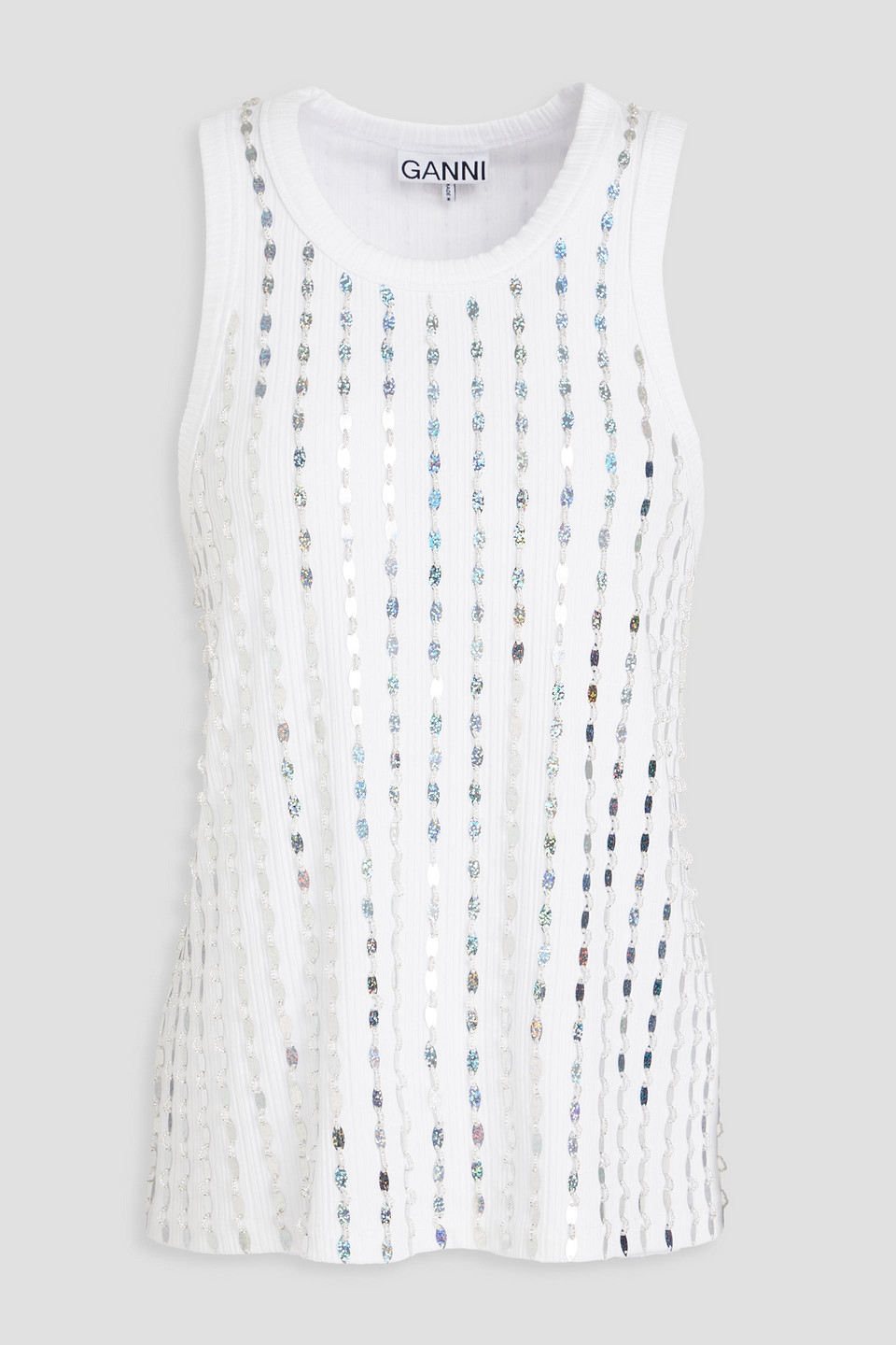 Embellished ribbed EcoVero™-blend jersey tank