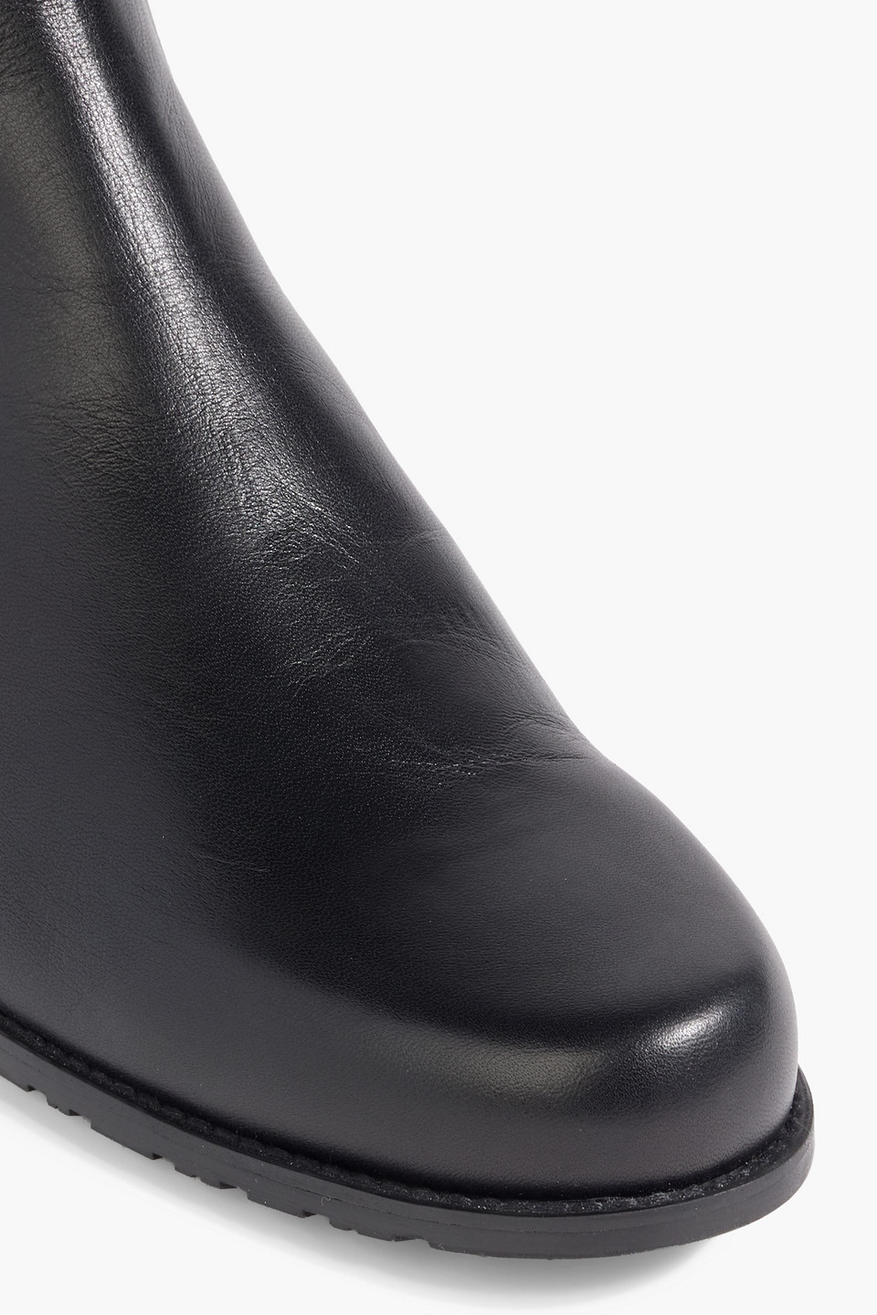 Stuart Weitzman Black Stretch Leather Ankle Boots With 60mm Block Heel In Black