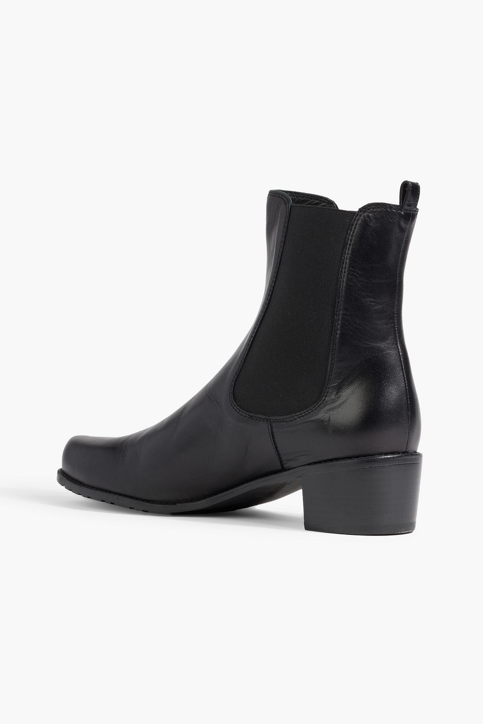 Stuart Weitzman Black Stretch Leather Ankle Boots With 60mm Block Heel In Black