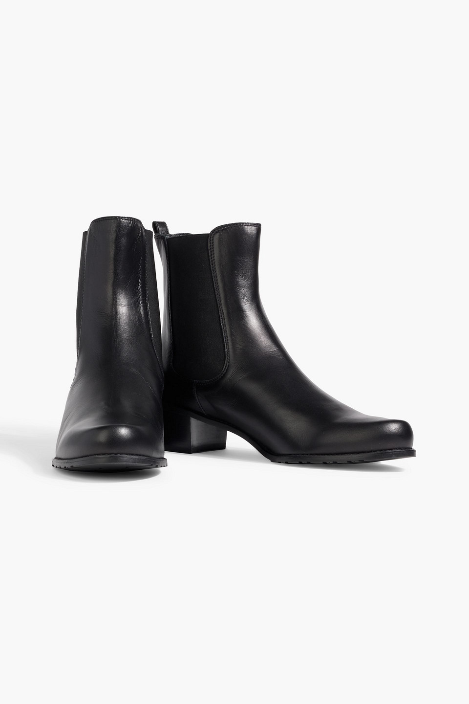 Stuart Weitzman Black Stretch Leather Ankle Boots With 60mm Block Heel In Black