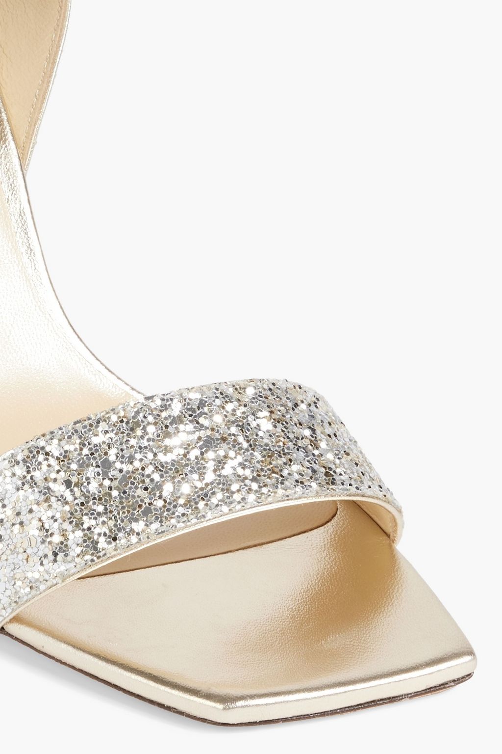 JIMMY CHOO Maysa 85 embellished glittered woven sandals