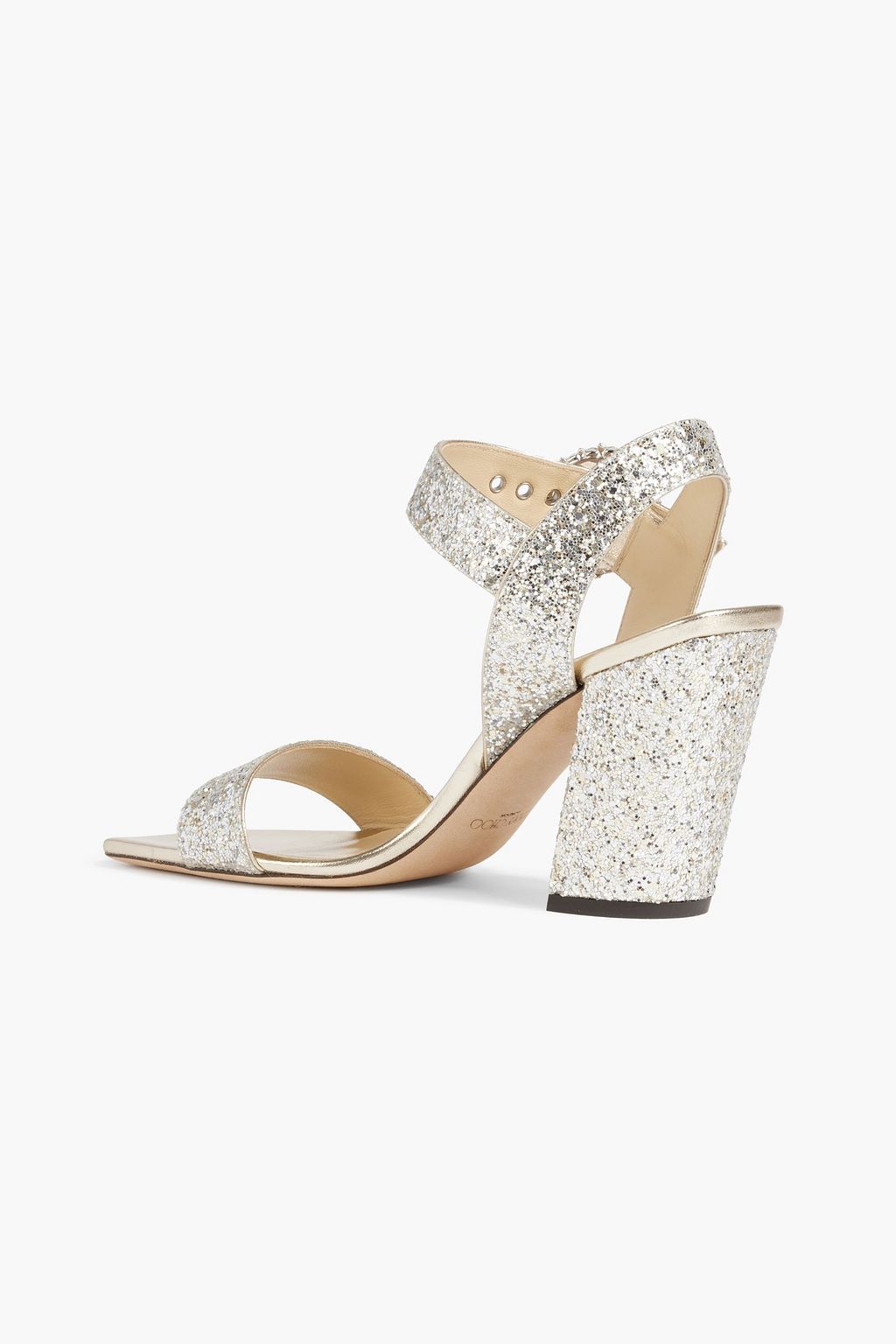 JIMMY CHOO Maysa 85 embellished glittered woven sandals