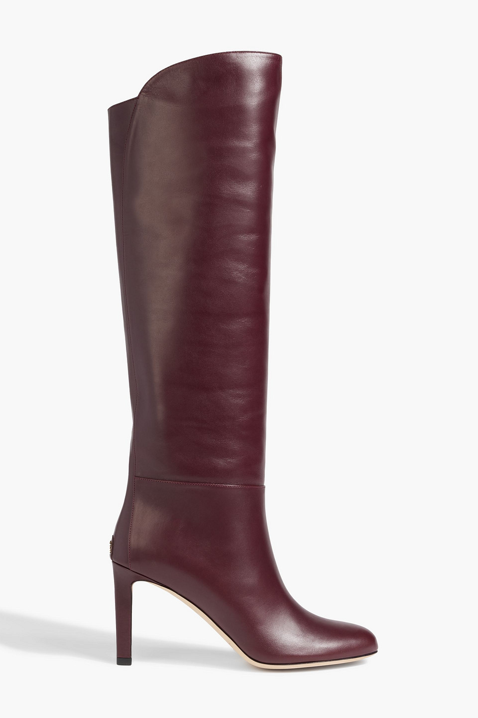 Jimmy Choo Karter 85 Leather Knee Boots In Burgundy