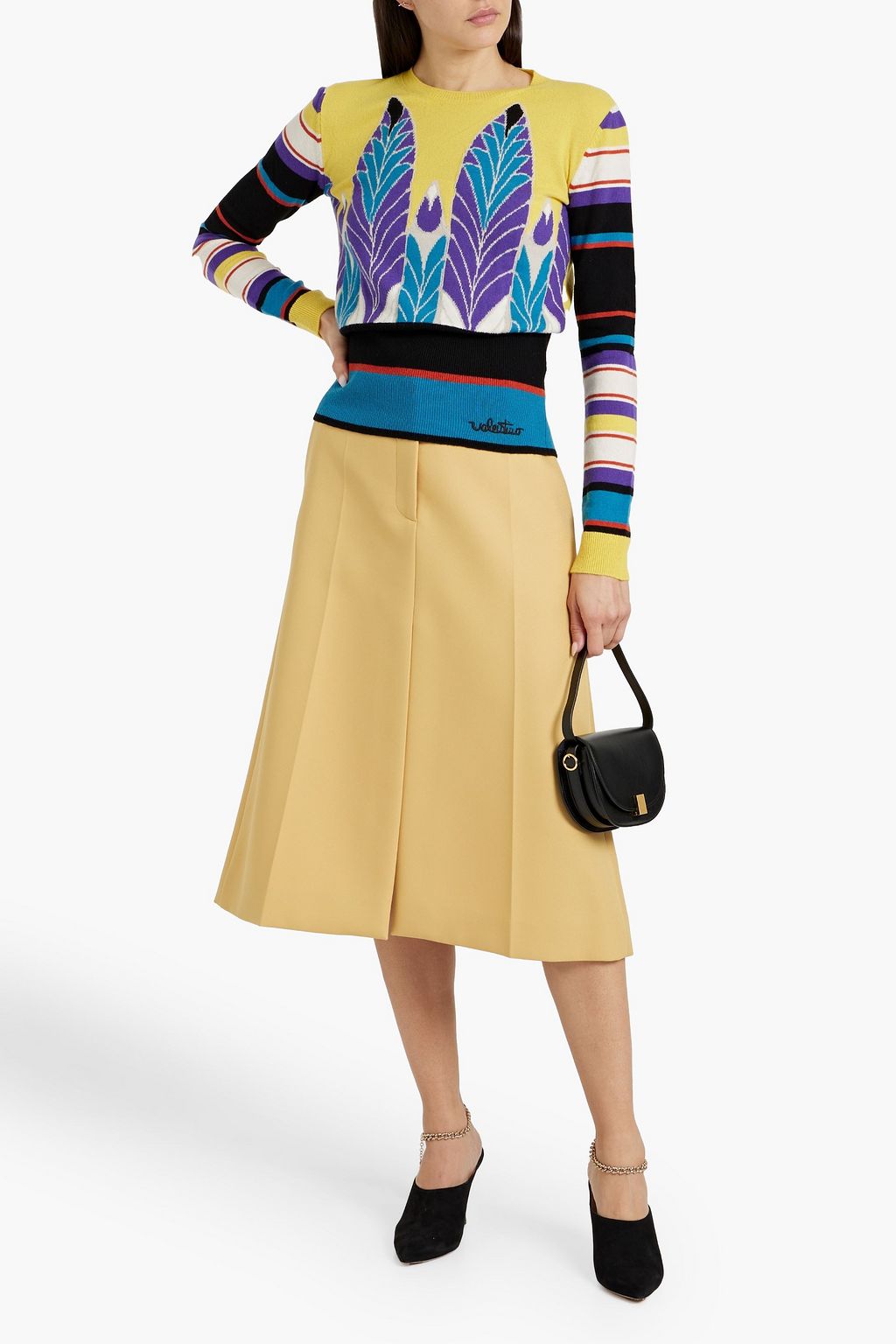 VALENTINO GARAVANI Jacquard-knit wool and cashmere-blend sweater