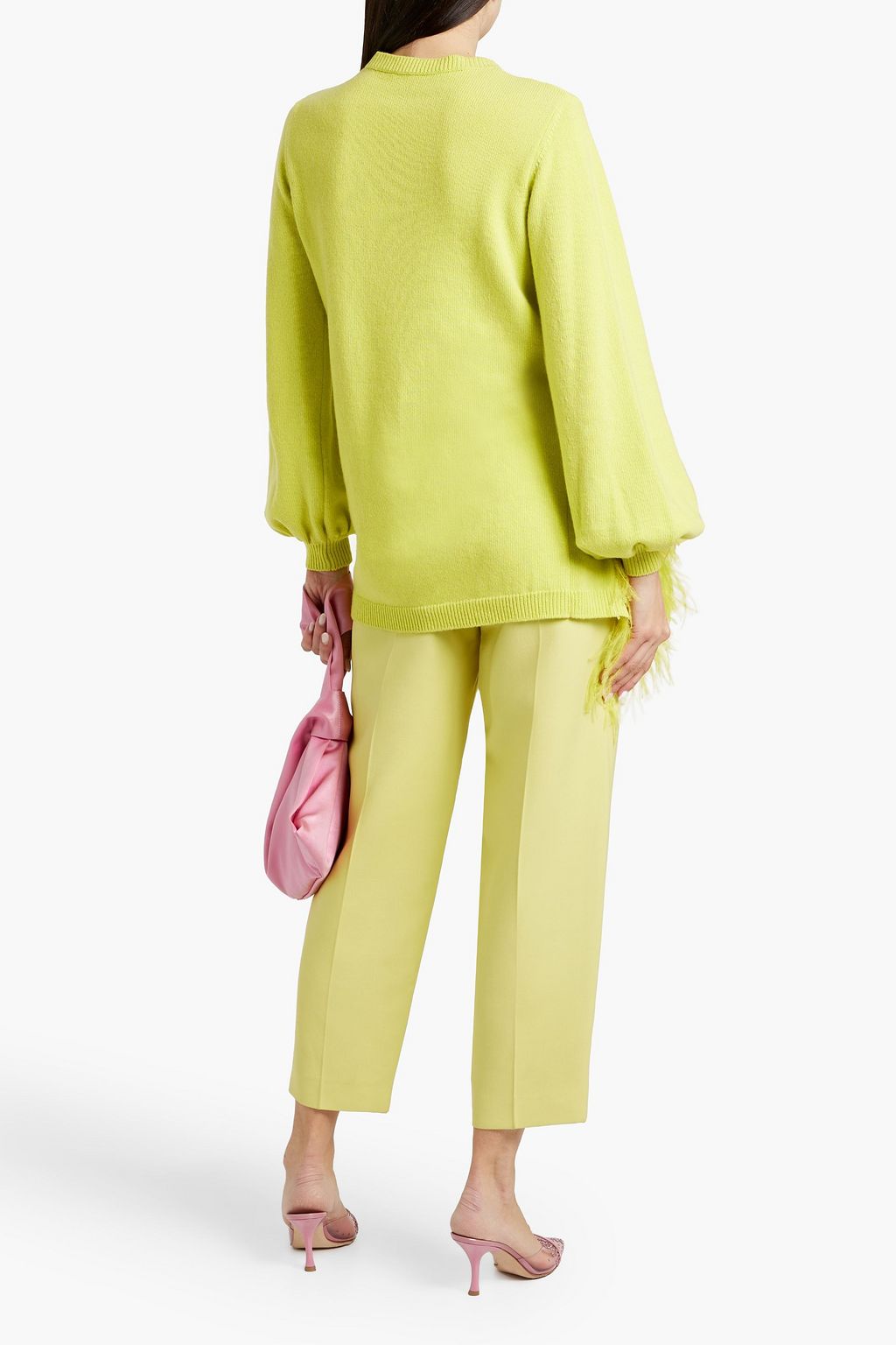 VALENTINO GARAVANI Feather-trimmed wool and cashmere sweater
