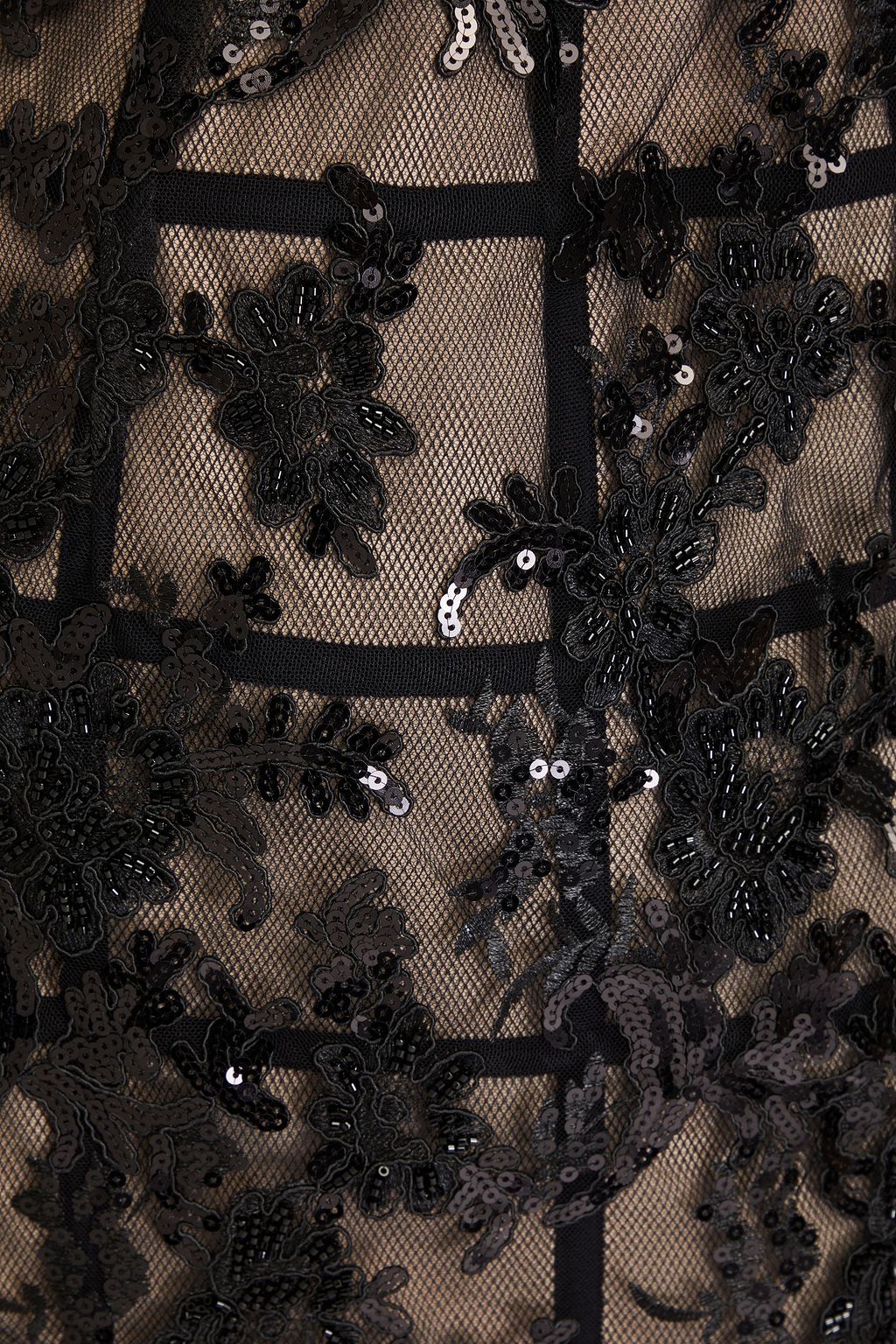 ALICE + OLIVIA 시퀸 장식 코드 레이스 스트랩리스 미니 드레스