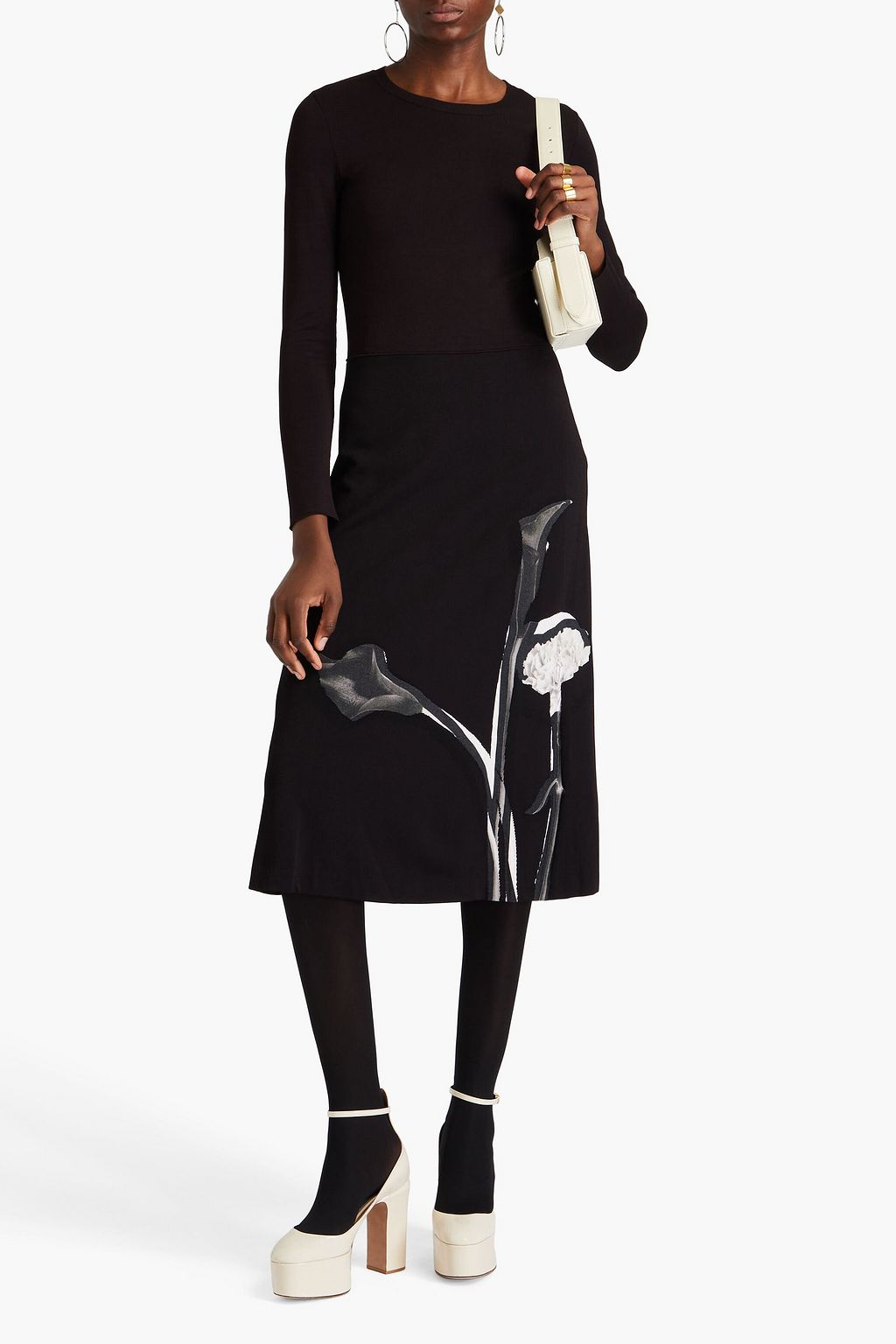 VALENTINO GARAVANI インターシャニット ミディワンピース