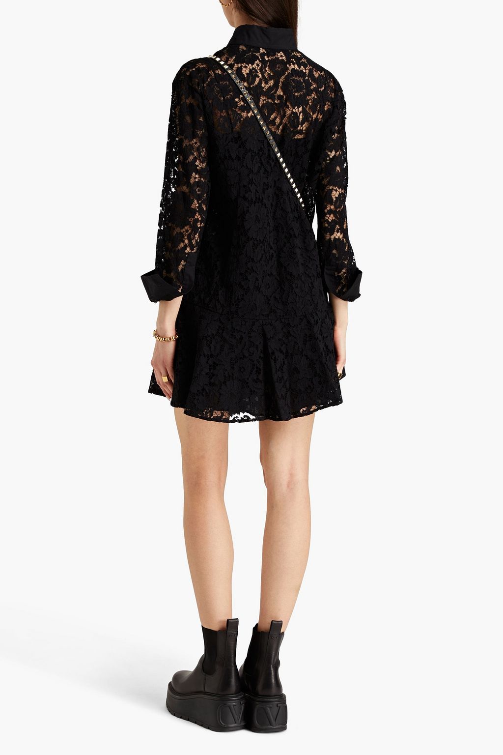 VALENTINO GARAVANI Corded lace mini shirt dress