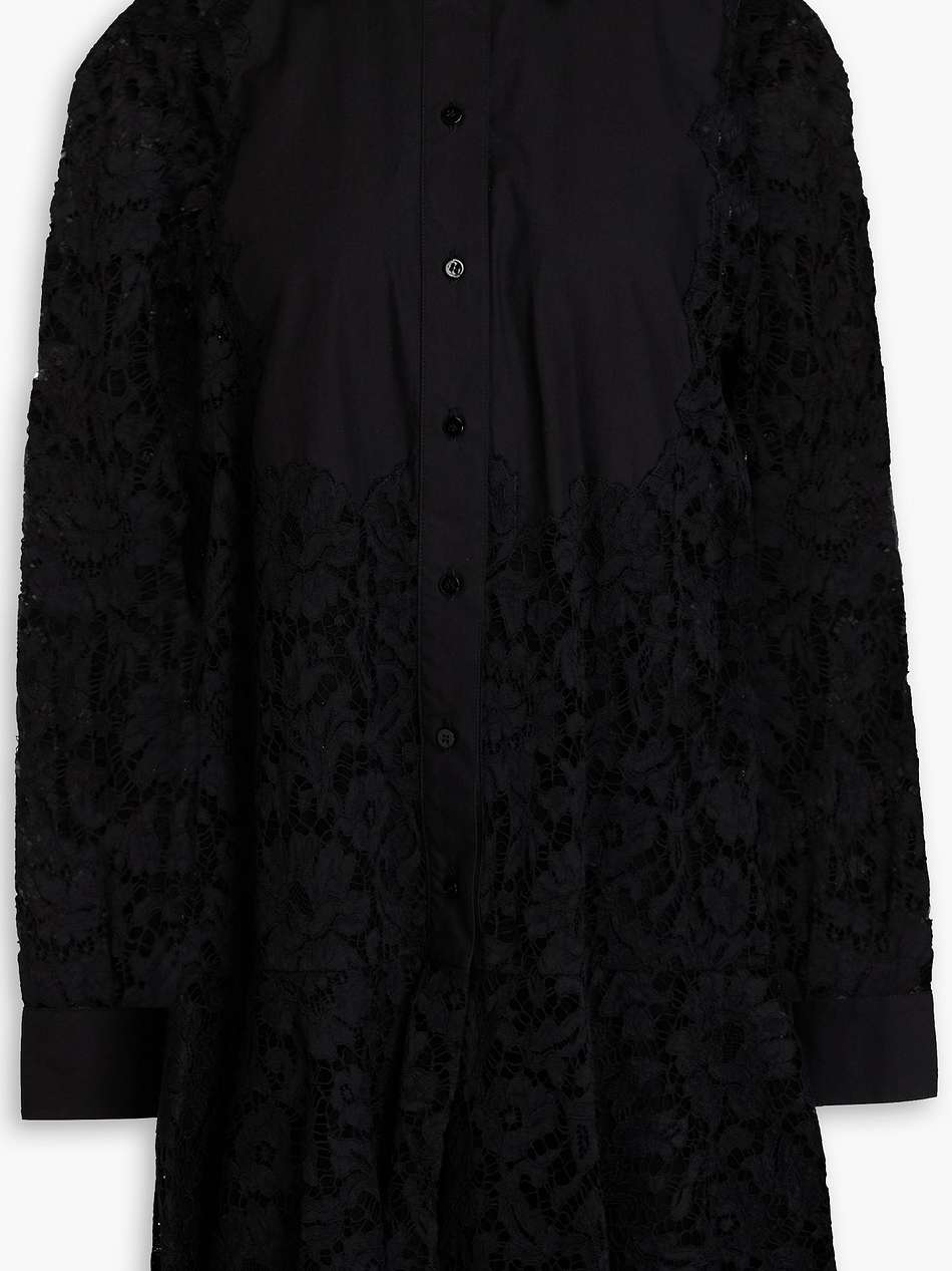 corded lace mini shirt dress