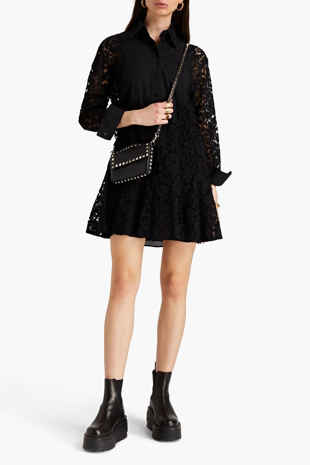 VALENTINO GARAVANI Corded lace mini shirt dress