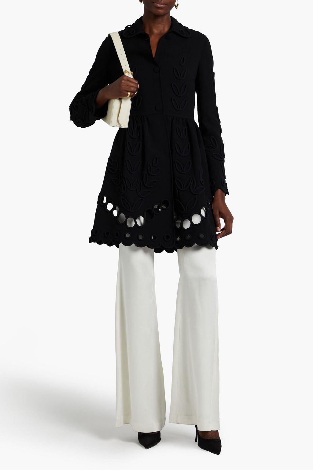 VALENTINO GARAVANI Appliquéd wool-crepe coat
