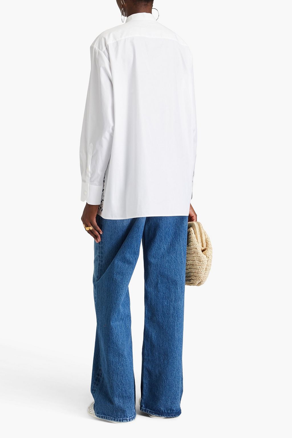 VALENTINO GARAVANI Cotton-blend poplin and guipure lace shirt