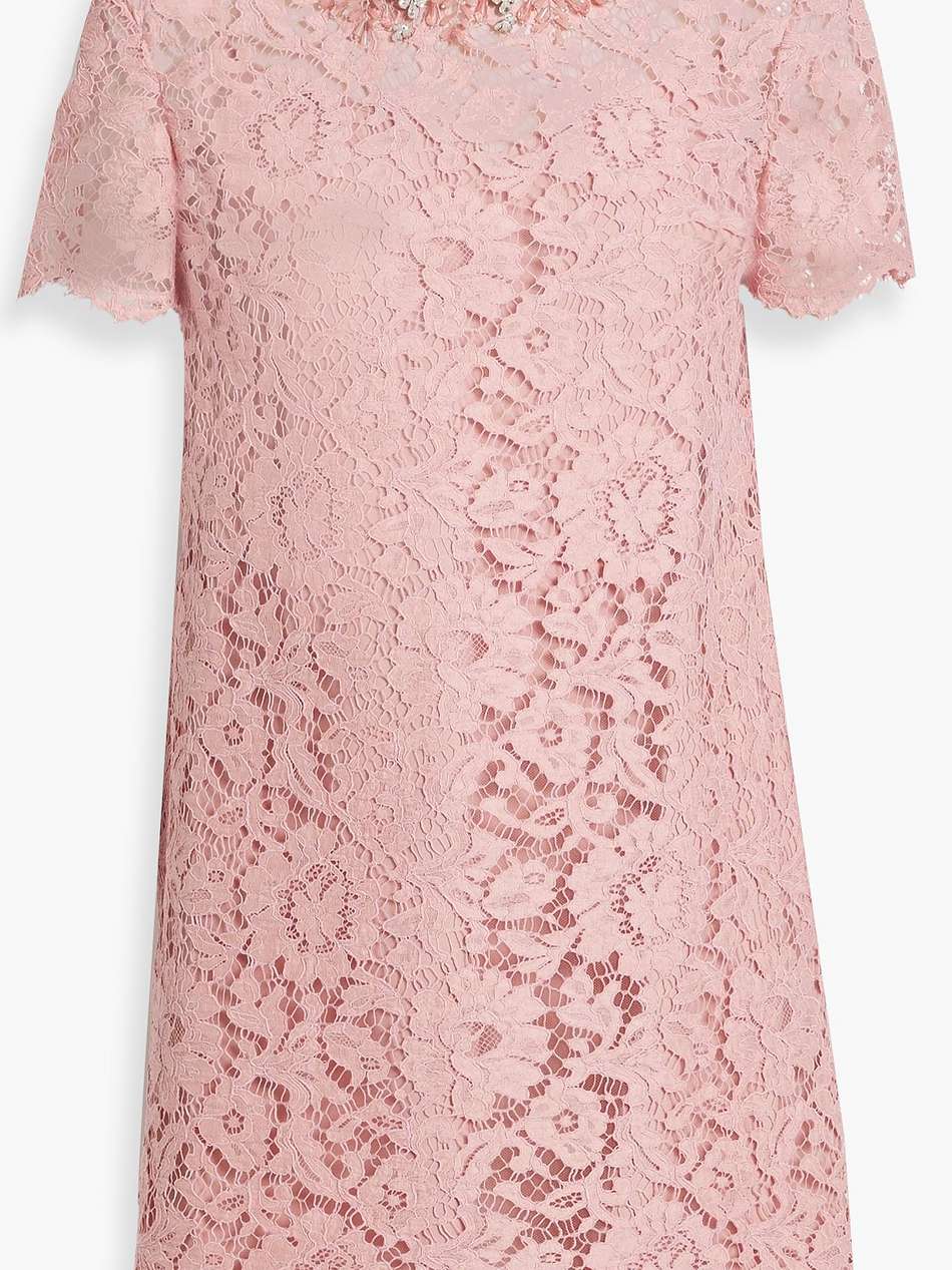 embellished corded lace mini dress