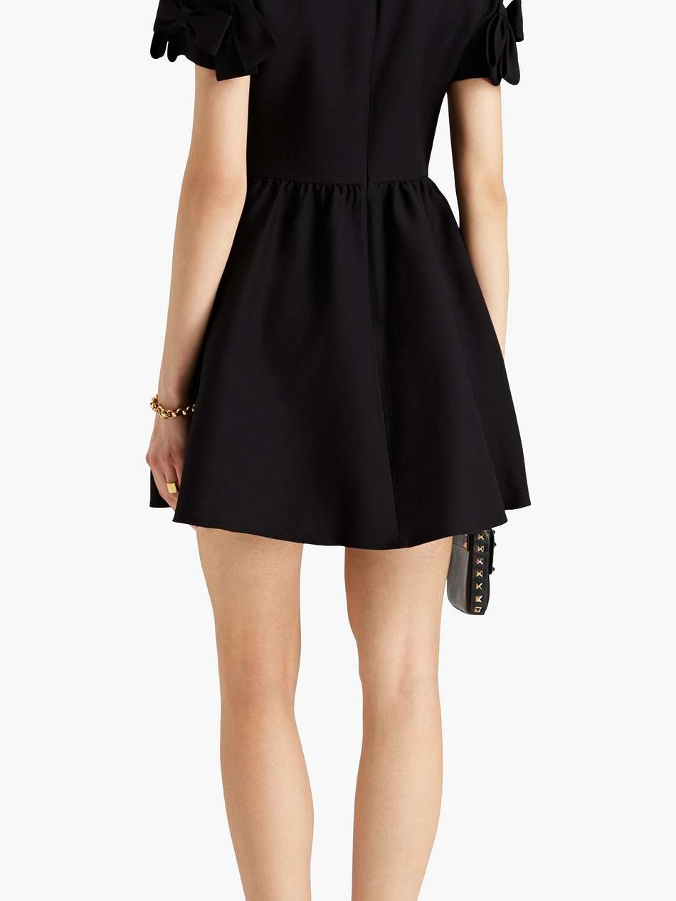 bow-detailed wool and silk-blend crepe mini dress