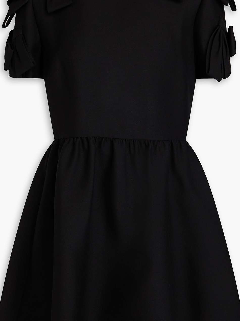 bow-detailed wool and silk-blend crepe mini dress