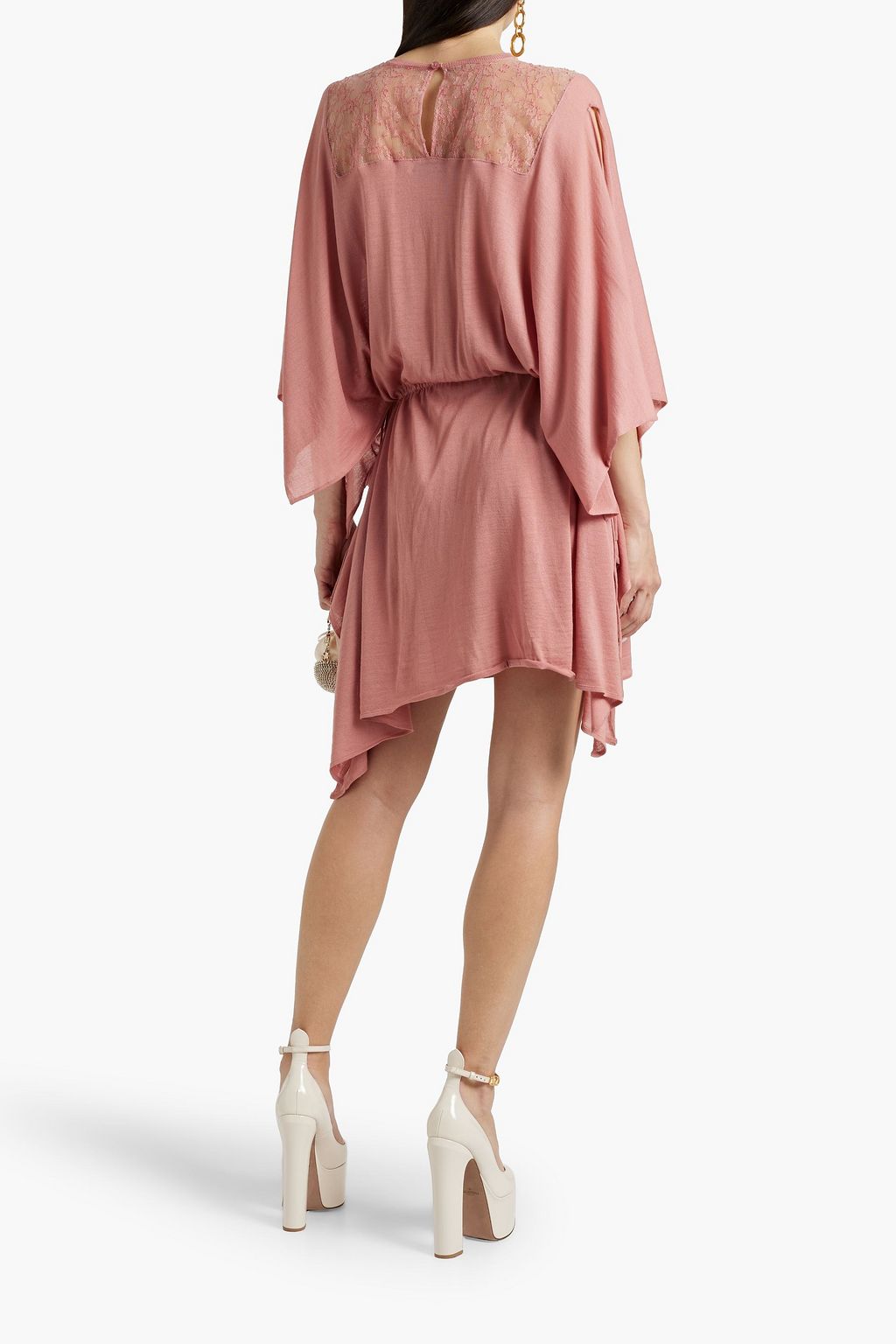VALENTINO GARAVANI Corded lace-paneled wool mini dress