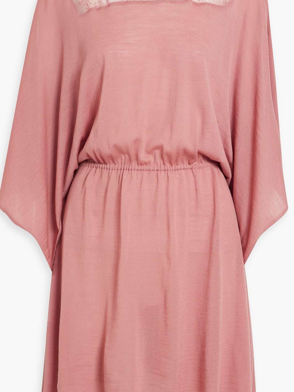 corded lace-paneled wool mini dress