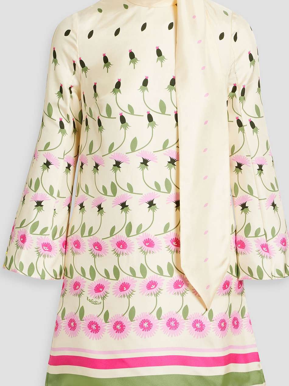 printed silk-twill mini dress