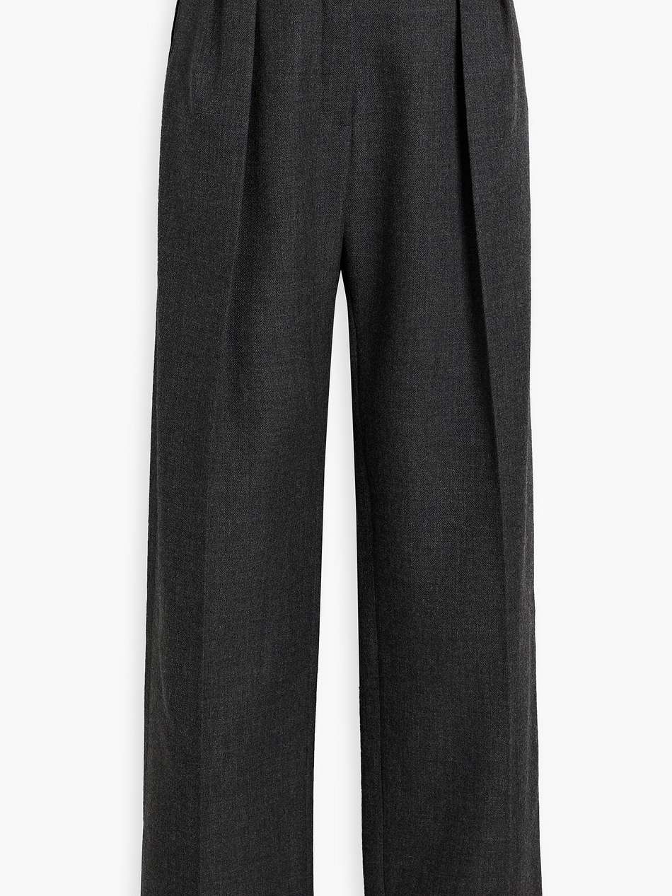 pleated wool-twill wide-leg pants