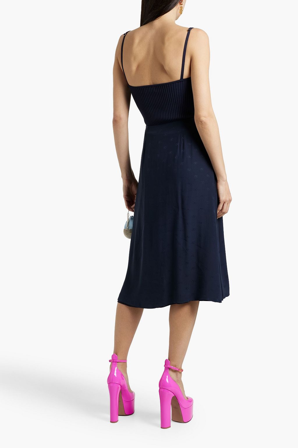 VALENTINO GARAVANI Pleated silk-jacquard midi wrap skirt