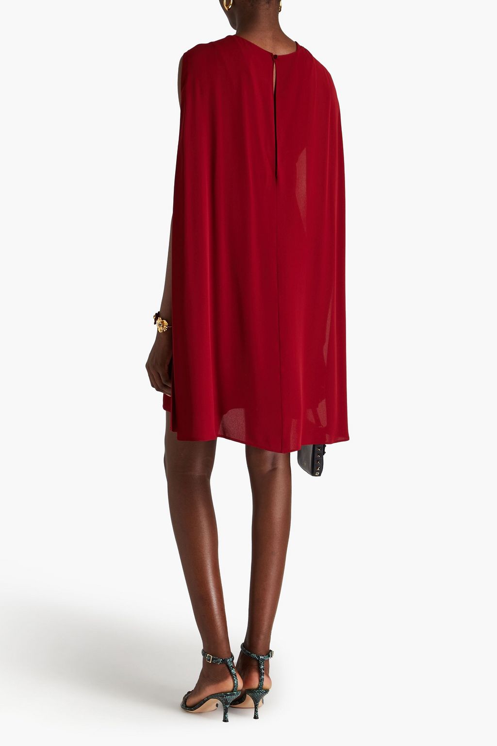 VALENTINO GARAVANI Plissiertes Minikleid aus Seiden-Georgette mit Cape-Effekt