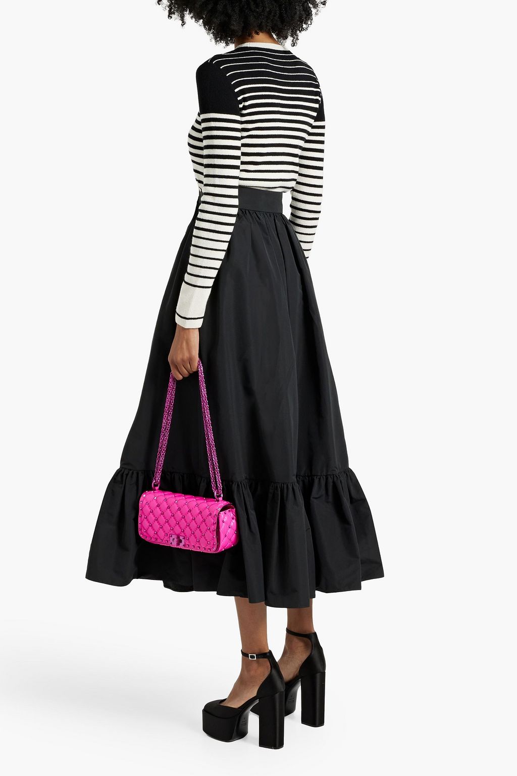 VALENTINO GARAVANI Ruffled cotton-blend faille midi skirt
