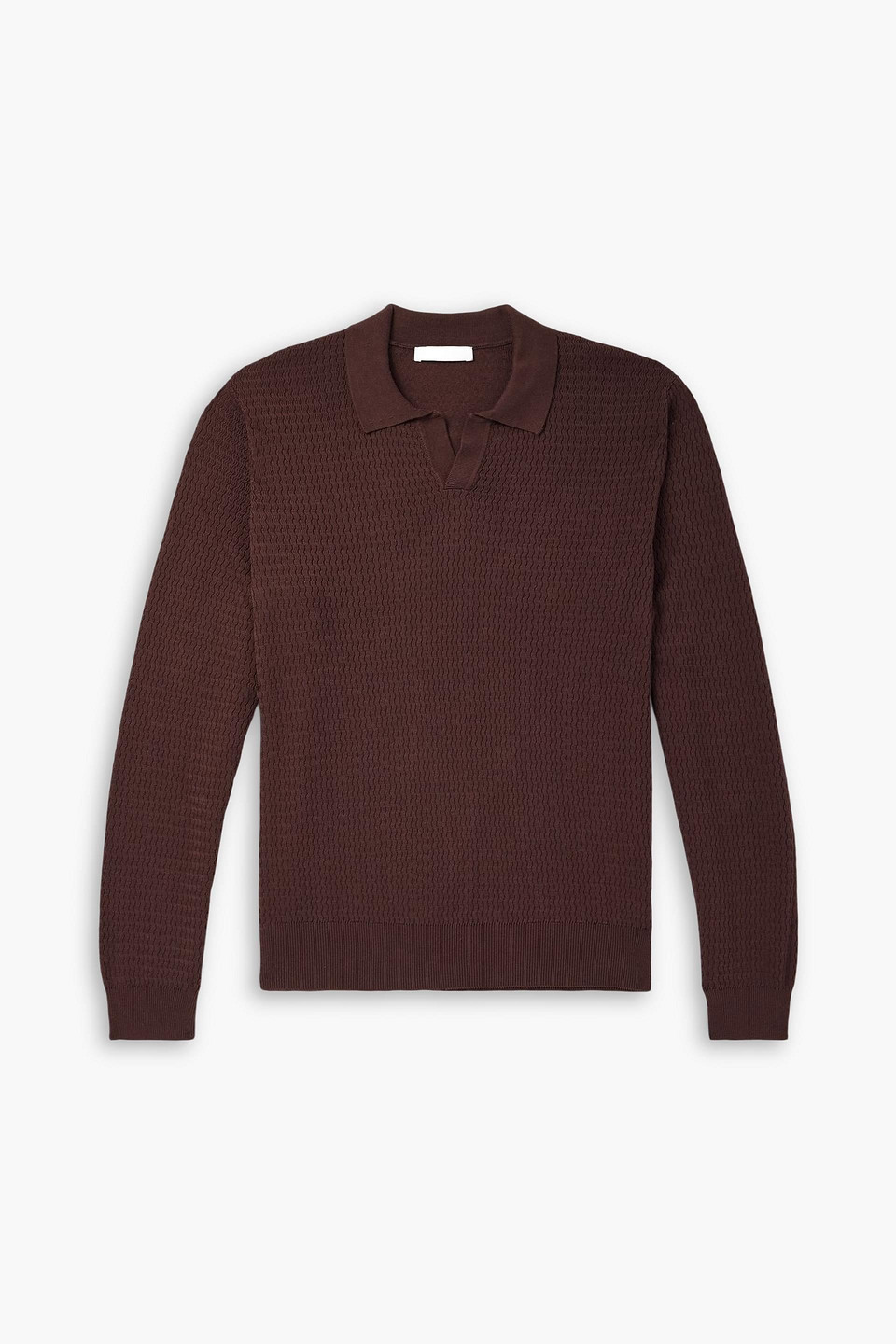 mr p. - textured cotton and silk-blend polo shirt - brown - xxl