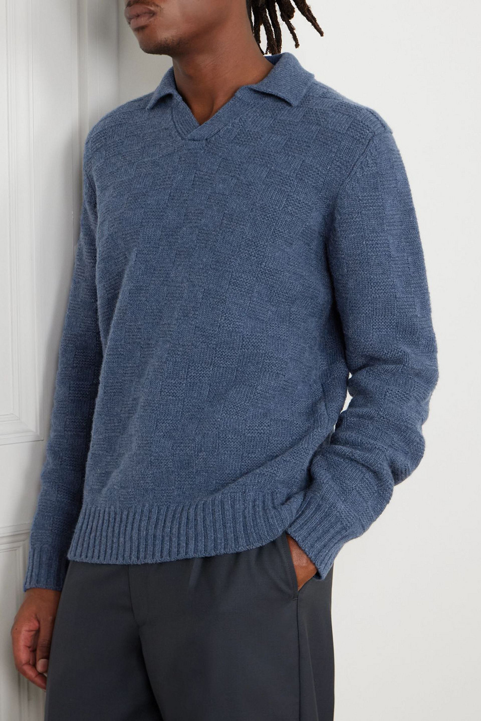  Mr P. - Wool Polo Sweater - Blue - M 