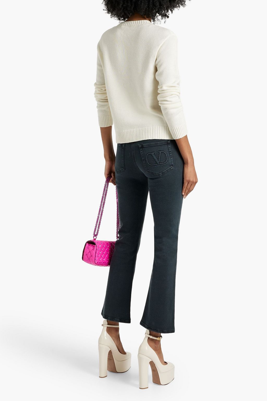 VALENTINO GARAVANI Corded lace-paneled wool and silk-blend sweater