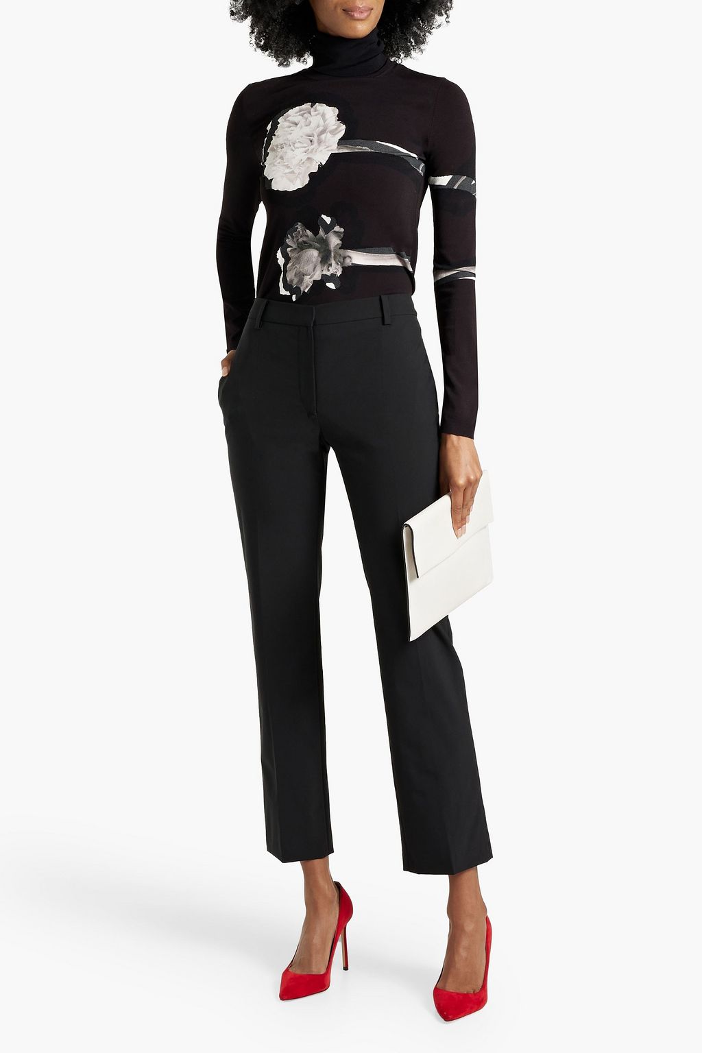 VALENTINO GARAVANI Floral-print stretch-knit turtleneck top