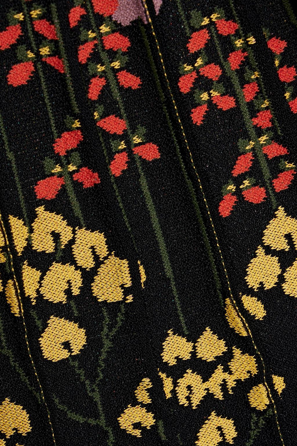VALENTINO GARAVANI Embroidered pleated jacquard-knit mini dress