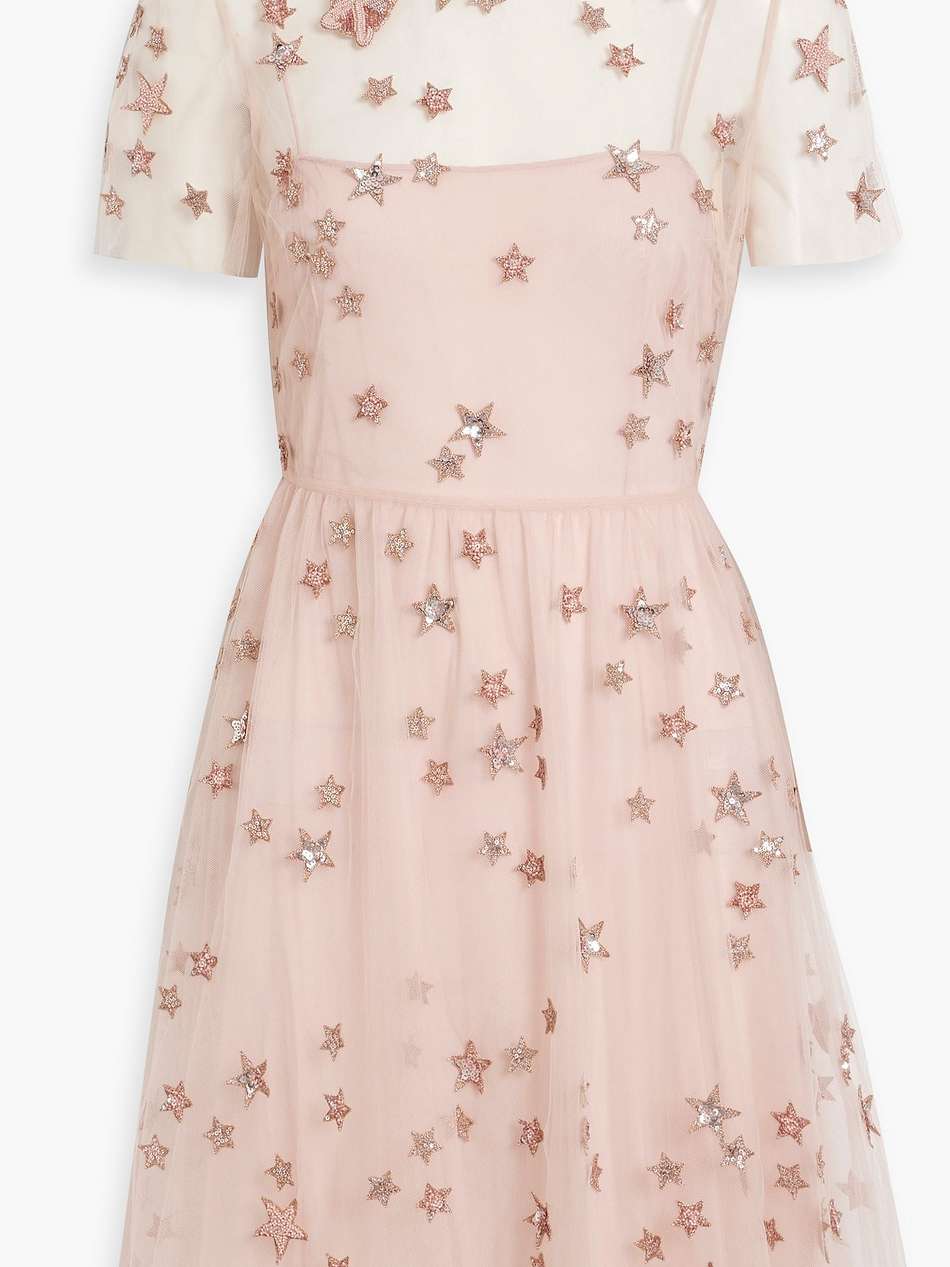 embellished tulle mini dress