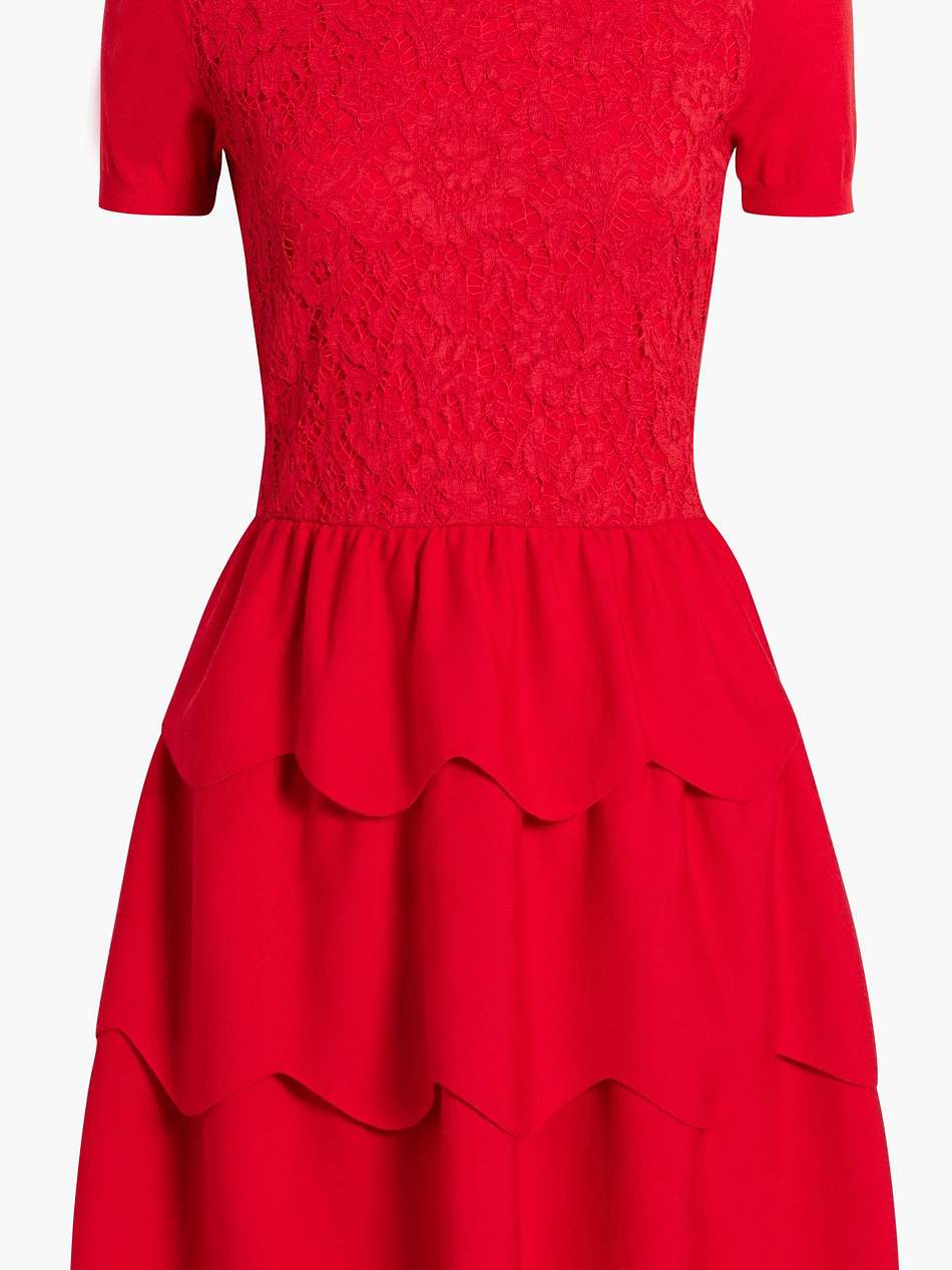 scalloped corded lace and wool mini dress
