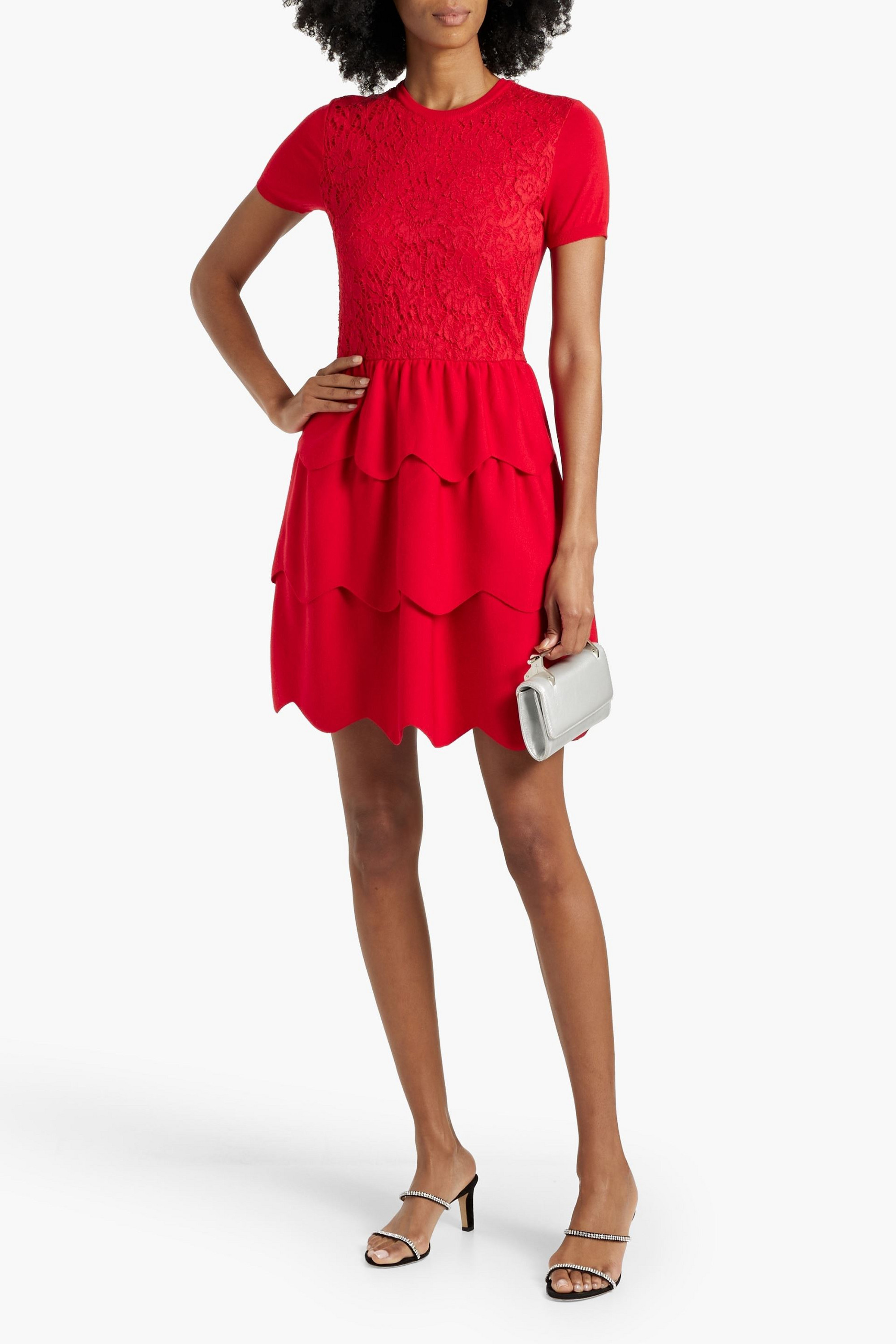 Valentino Garavani Scalloped corded lace and wool mini dress