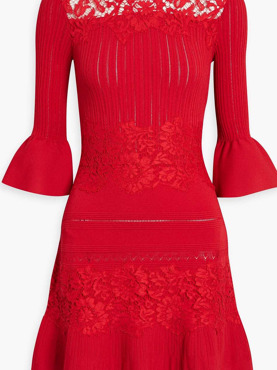 corded lace and pointelle-knit mini dress