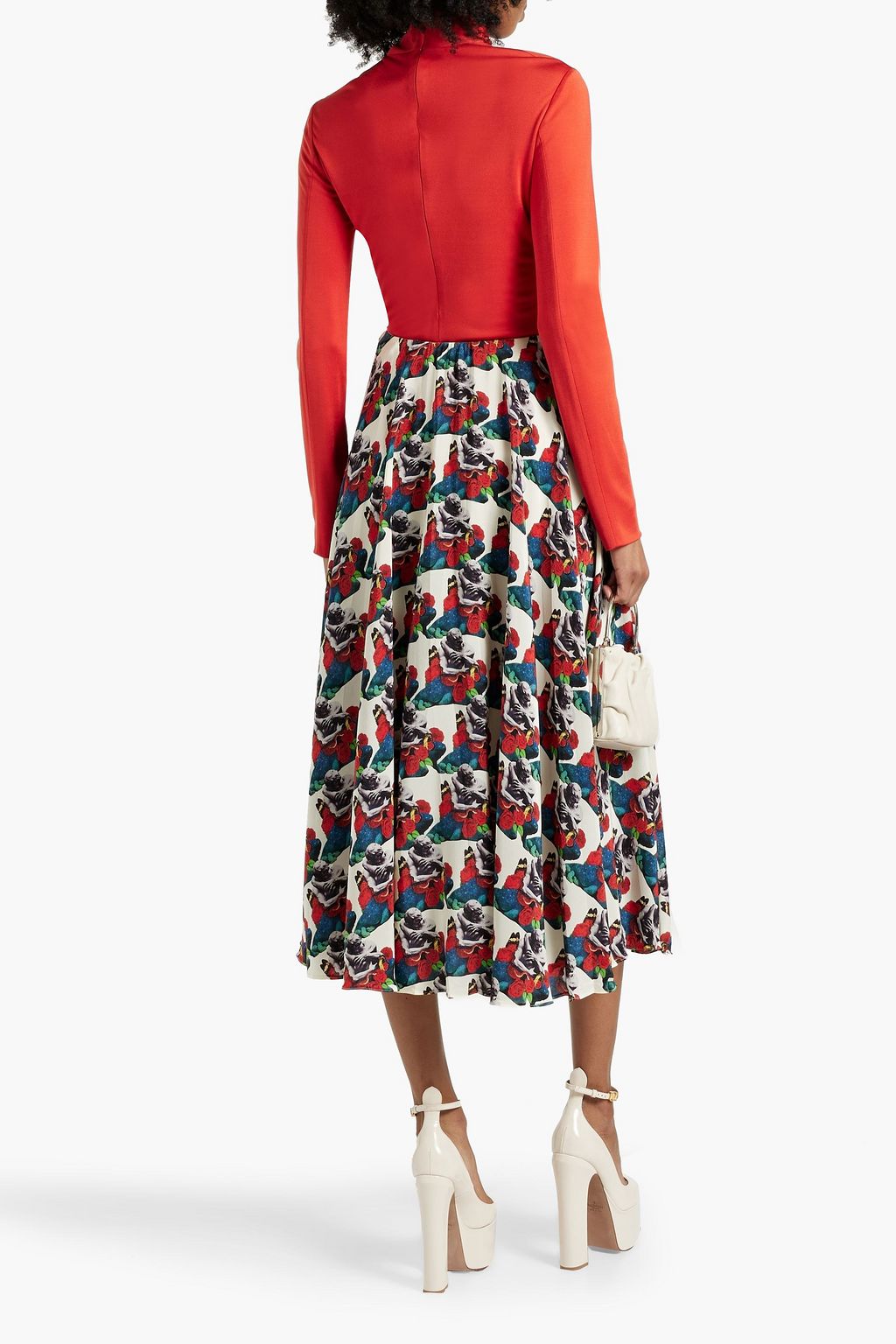 VALENTINO GARAVANI Printed silk-crepe midi skirt
