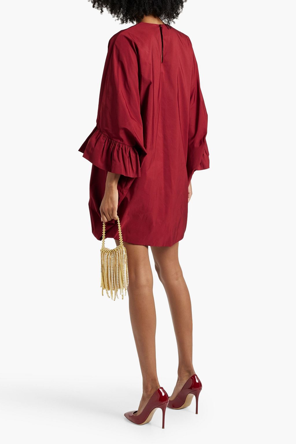 VALENTINO GARAVANI Ruffled cotton-blend poplin mini dress