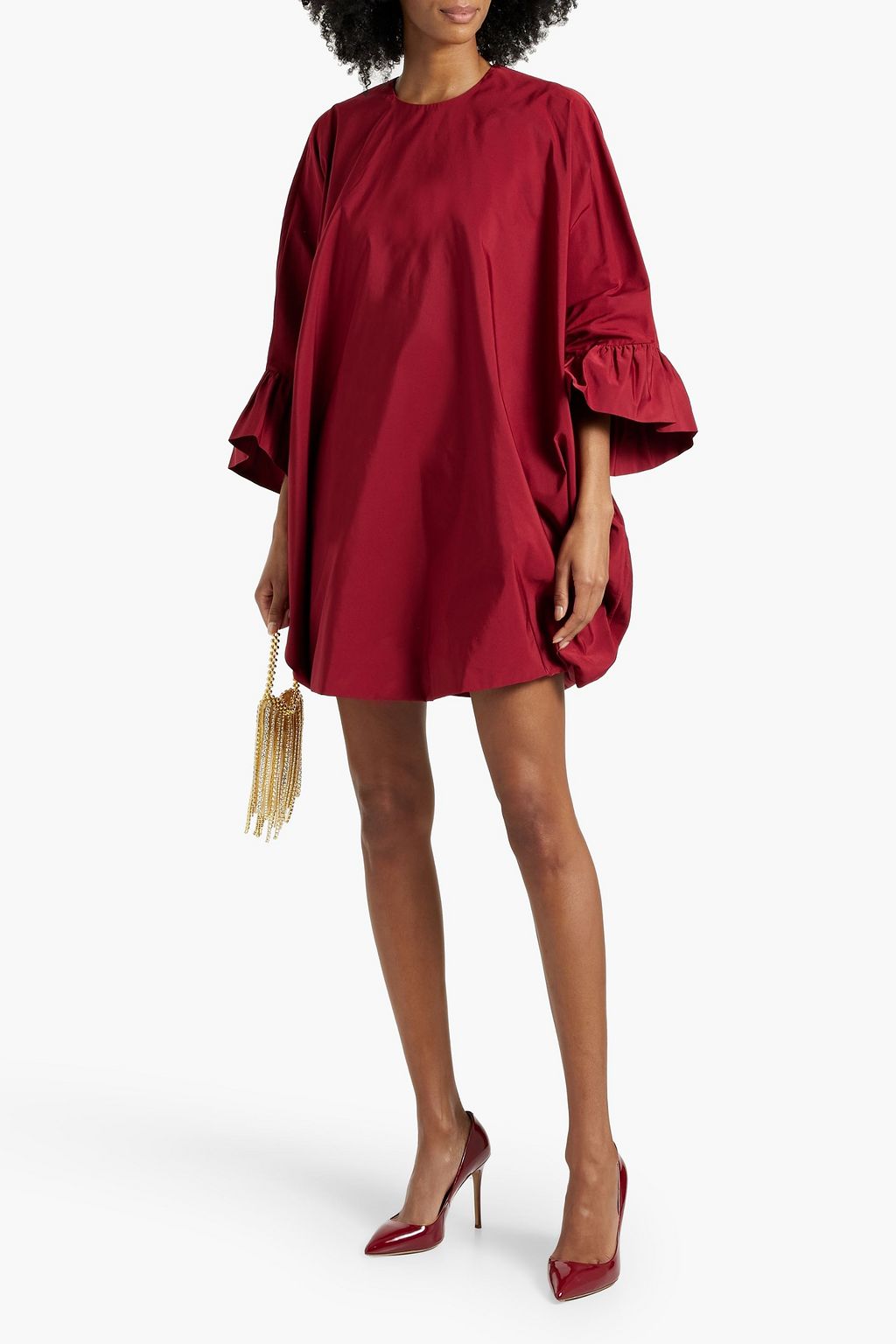 VALENTINO GARAVANI Ruffled cotton-blend poplin mini dress