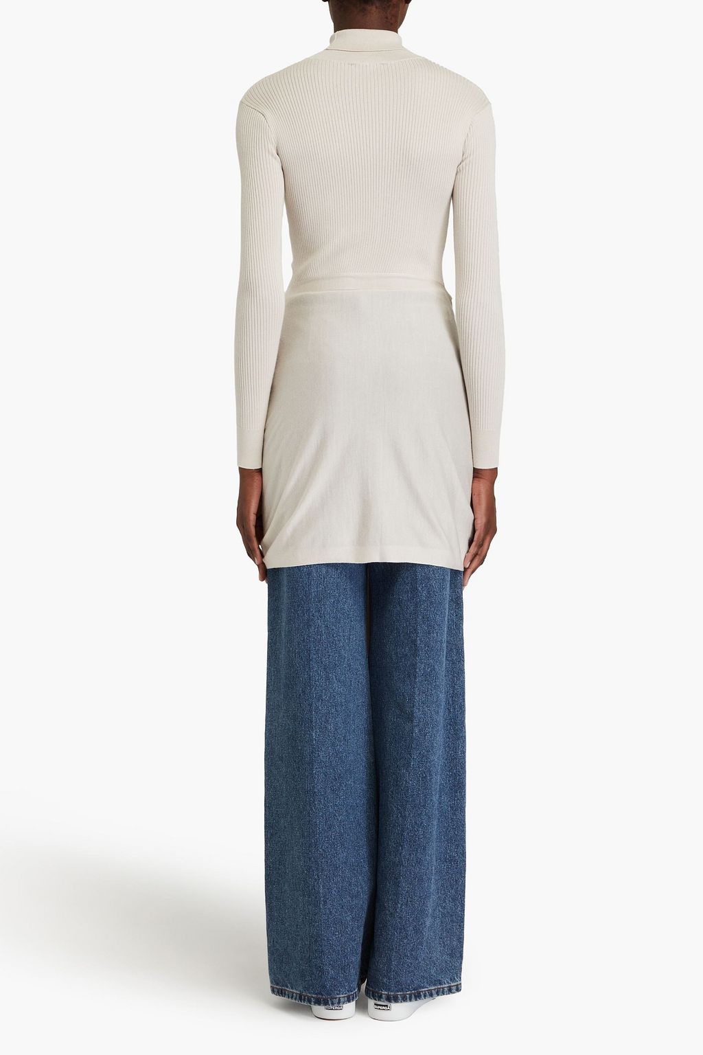ALAÏA Knotted ribbed cashmere and silk-blend turtleneck sweater