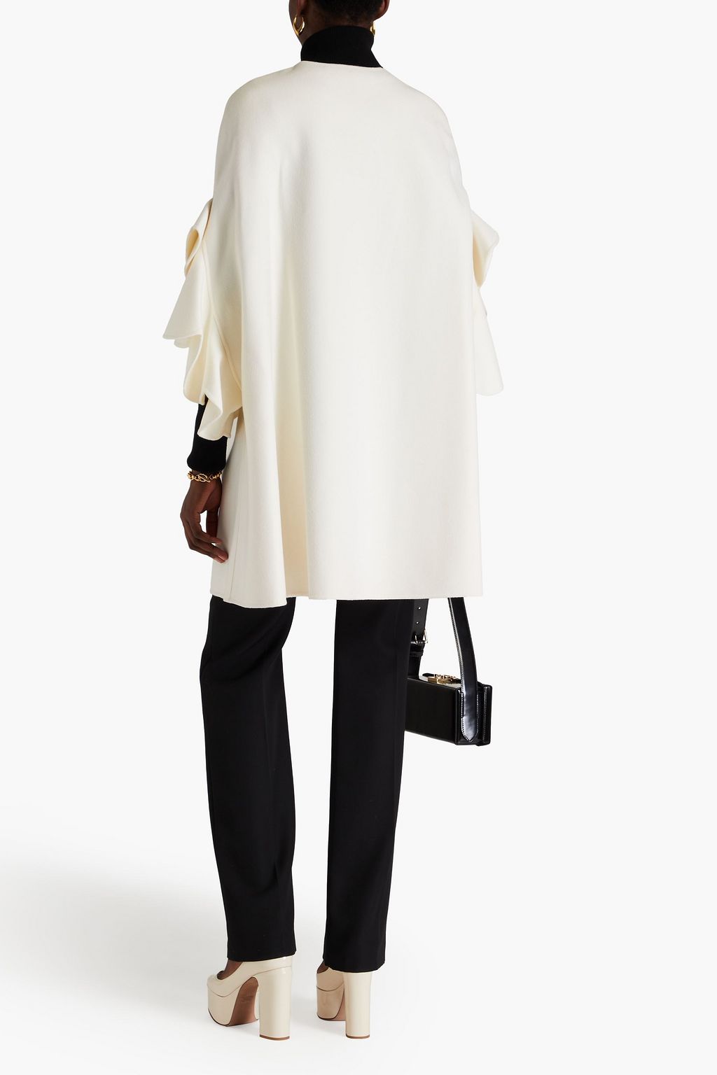 VALENTINO GARAVANI Ruffled brushed wool and cashmere-blend felt cape